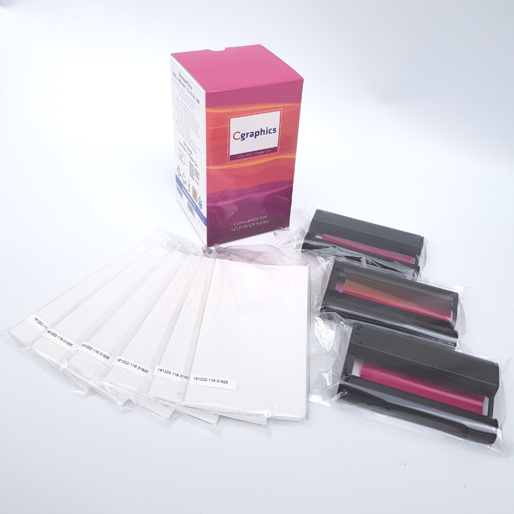 Compatible with Canon Selphy Color Ink Paper Set 108 Photo Papers, 3 Ribbons. KP-108IN