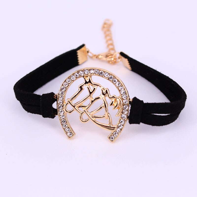 Hzew zwei horse kopf Hufeisen u form armbänder zwei farben armband