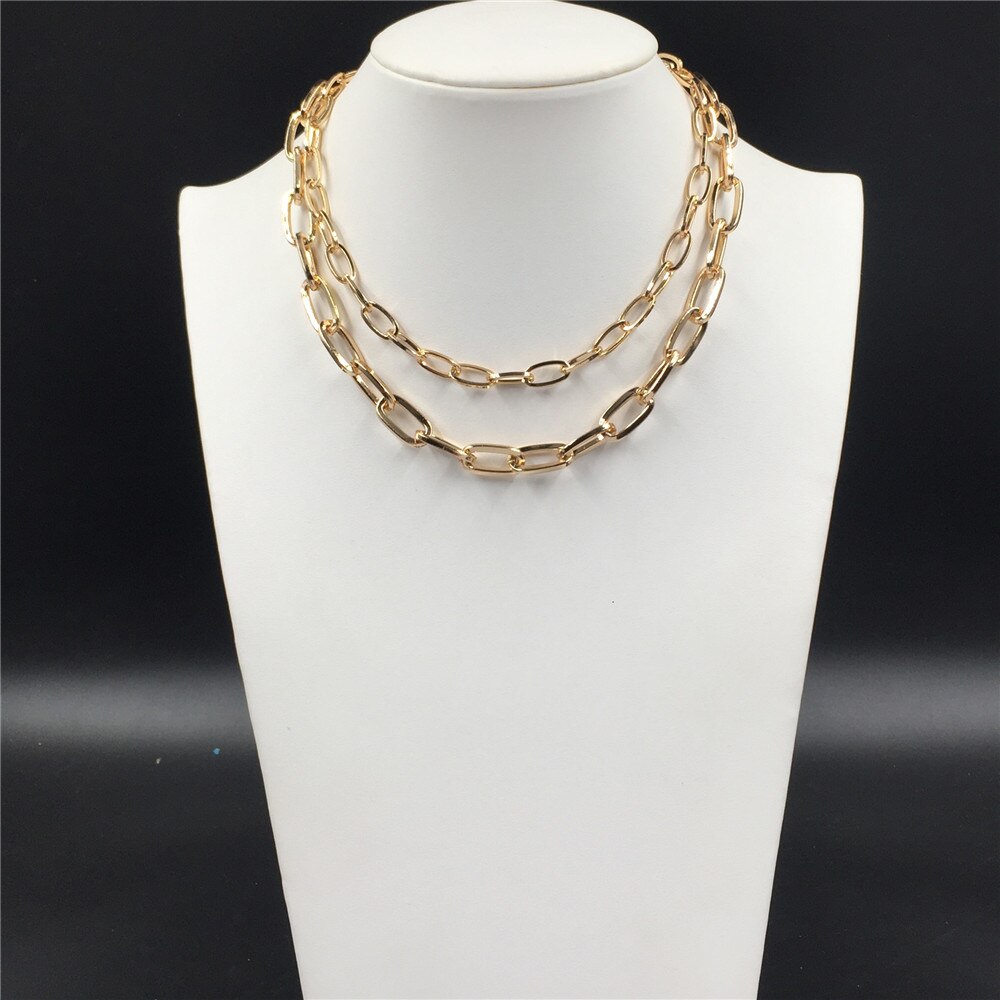 Modern Novelty Special Chain Linked Dainty Necklace Tiny Chain T bar O bar Enclosure Collar Chain For Women Girl