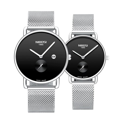 NIBOSI Paar Horloge Heren Horloges Topmerk Luxe Quartz Horloge Vrouwen Klok Dames Jurk Horloge Casual Liefhebbers Horloge: E