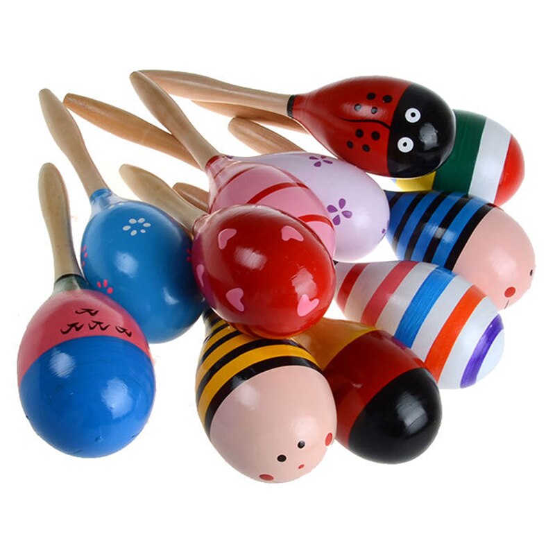 Farbige Holz Sand Hammer Spielzeug Musical Instrument Sand Pädagogisches Hammer Sand Ball Baby Für freundlicher Rassel Spielzeug Spielzeug S2V5