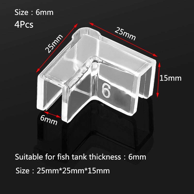 4 pezzi 5/6/8/10/12/15mm trasparente anti-collisione protezione angolare per acquario adesivo copertura protettiva gratuita accessori per acquari: nero