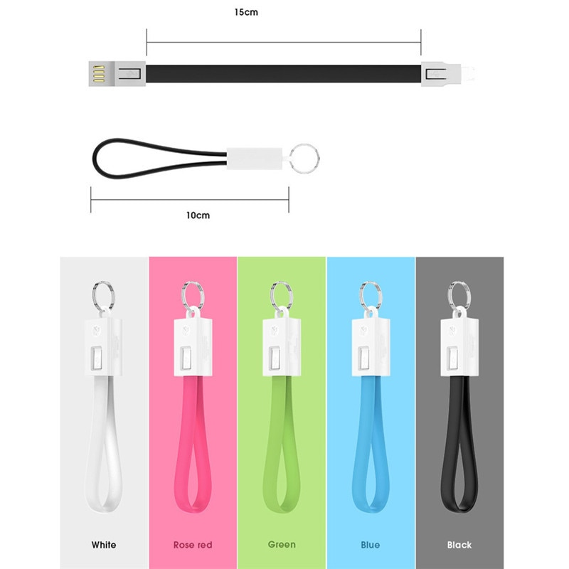 Kort mini nøglering usb kabel hurtig opladningsledning micro usb c type c til iphone ipod android oplader datasync ladekabler