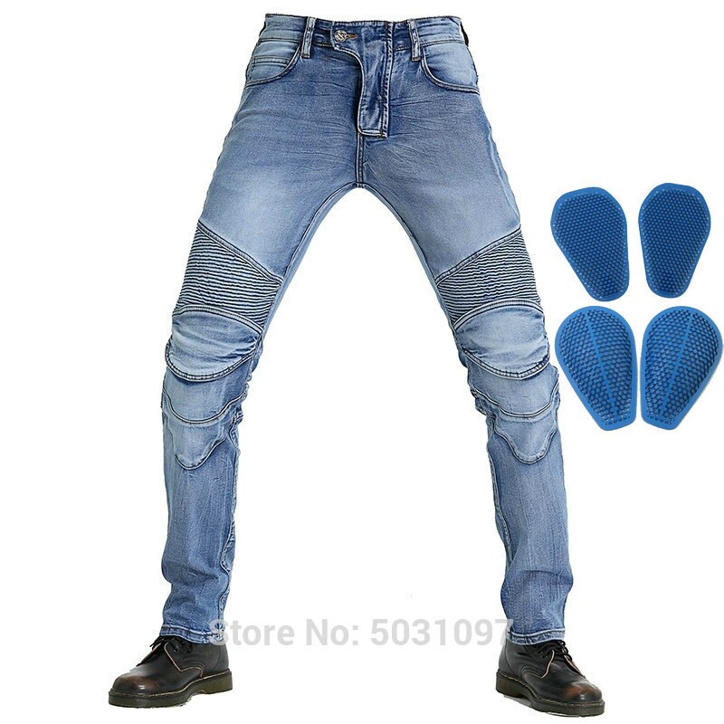 Loong biker motorcykel ridebukser beskyttende jeans ridder casual bukser høj fleksibilitet slim jeans