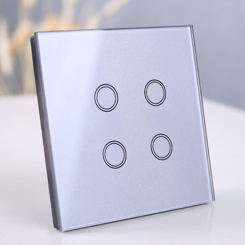4 gang touch switch, Wireless Remote Control light Switch, Smart Sensor touch Wall Switch, Luxury Crystal Glass Panel Surface
