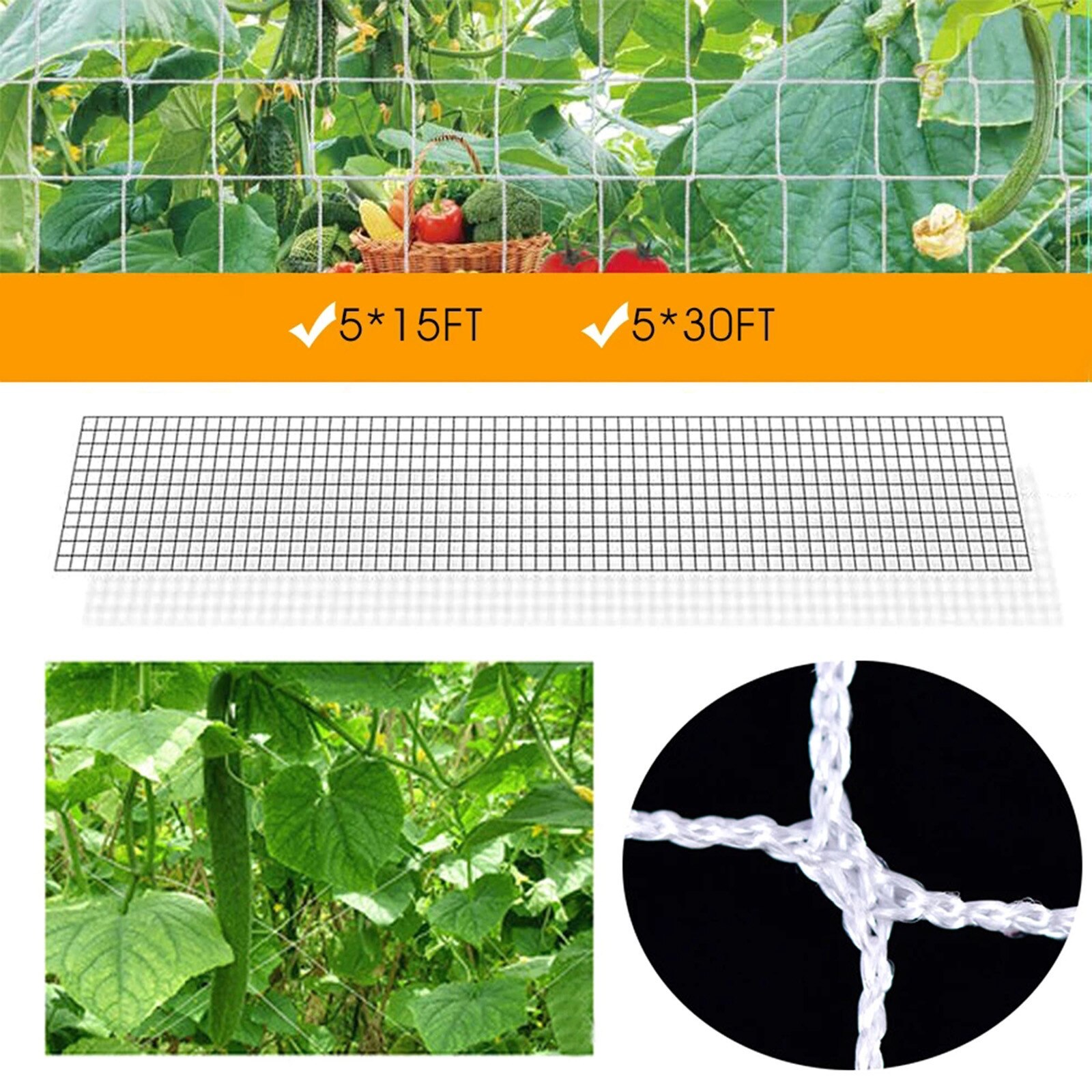 1.67x10m Netting Plant Vine Climbing Net Support Garden Woven Polyester Nylon Fence Green 5×30FT