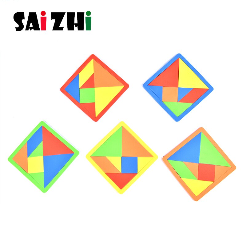 Saizhi Leren Onderwijs Puzzel Speelgoed Voor Kinderen Brain Eva 3d Puzzel Tangram Teaser Tetris Geometrische Vorm Puzzel Spel SZ3028