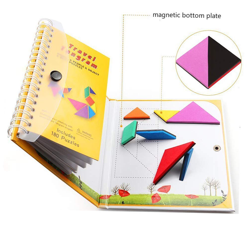 1 sæt 360 puslespil magnetisk rejse tangram pædagogisk børn legetøjsudfordring iq bog i 3-100 år a til familie