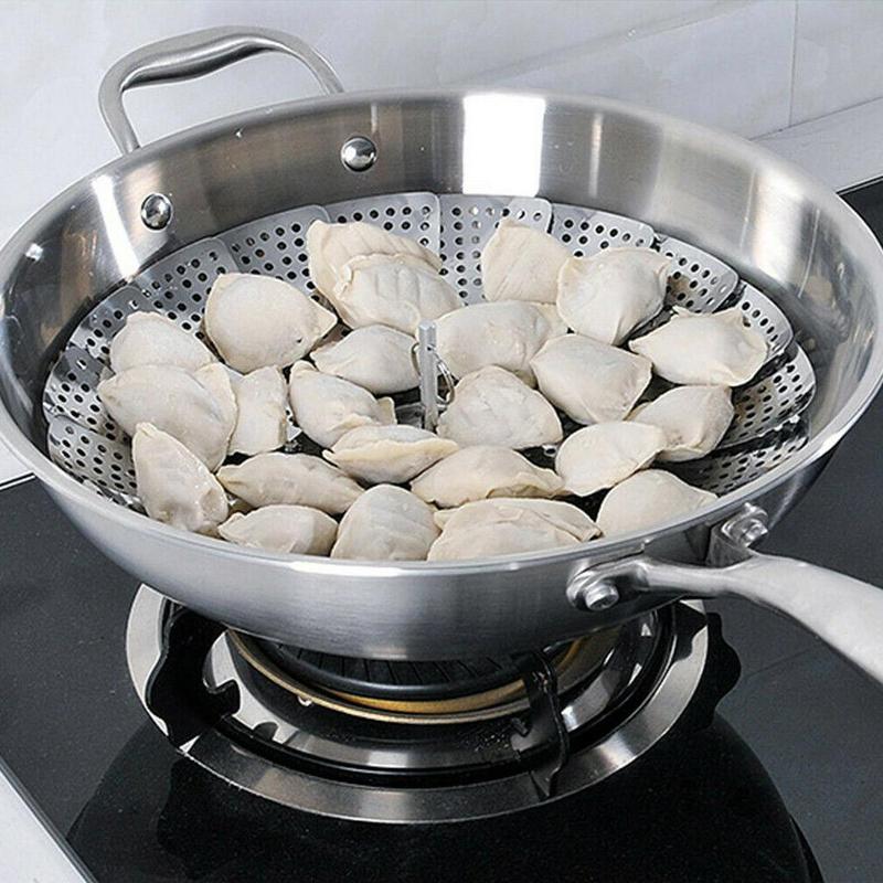 Telescopic Folding Dish Steam Stainless Steel Food Multifunction Cooker Tool Vegetable Kitchen Basket Steamer Mesh Steamer Y5H1