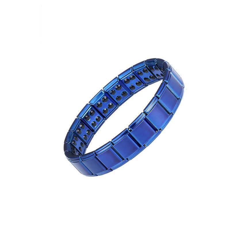 Energia da saúde dos homens 3 em 1 pulseira de aço inoxidável para torcido saudável magnético pulseira para ímãs de terapia de energia das mulheres: blue-all black stone