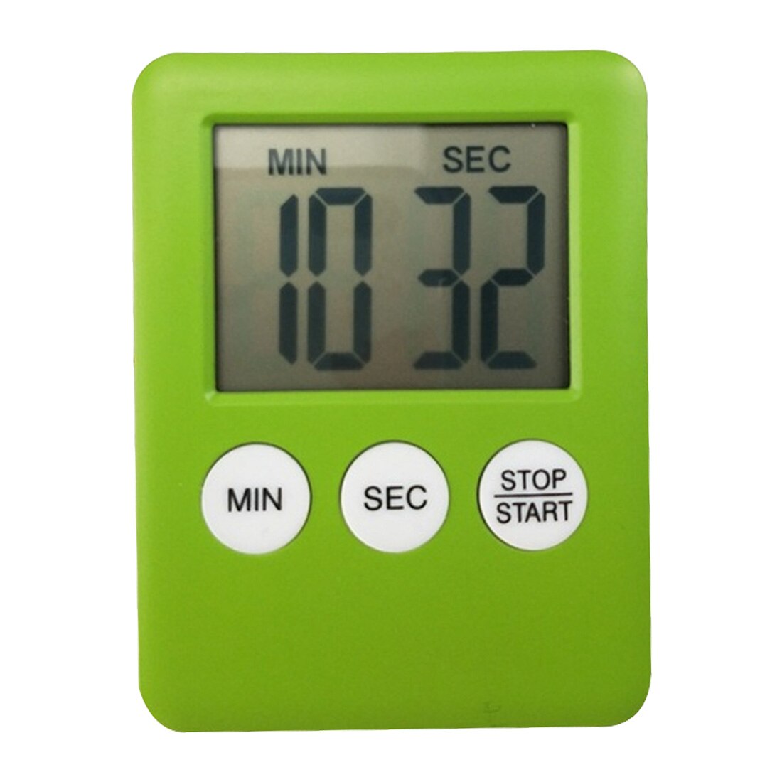 1pcs Plastic Cooking Count Up Countdown Alarm Magnet Clock Temporizador Simple 3 Buttons Kitchen Timer Thin LCD Digital Screen: Green