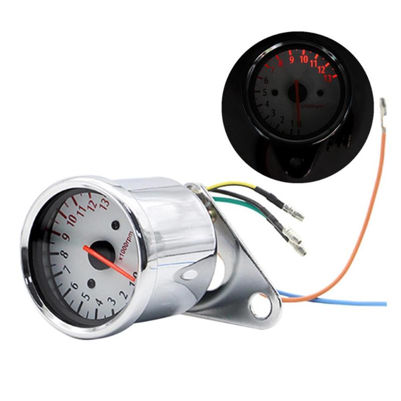 Motorcycle Tachometer Delicate Texture 12V 0-13000 Tachometer Retro Tach RPM Gauge Rev Counter Universal for Motorcycle