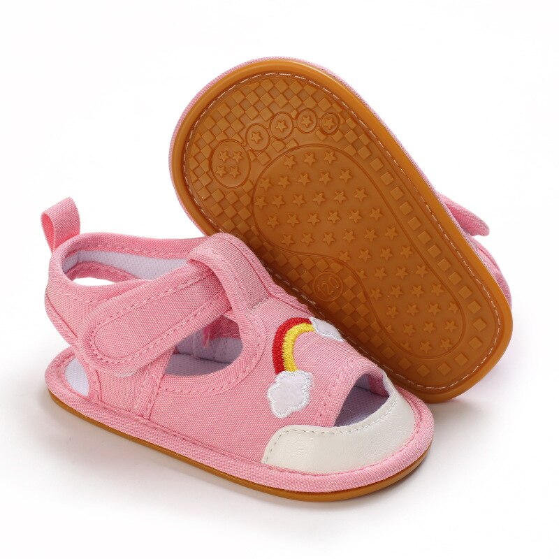 Sommersandalen für babys (jungen und mädchen) aus atmungsaktivem Segeltuch mit rutschfester sohle – süße lauflernschuhe für kleinkinder.: Rosa / 13-18 monate