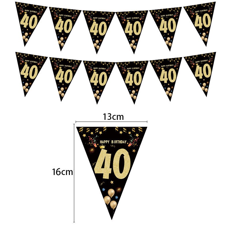 Zwarte Goud Gelukkige Verjaardag Banner 30 40 50 60 Jaar Verjaardag Banner Party Achtergronden Decoratie Volwassen Verjaardagsfeestje Decoraties: 40 years old