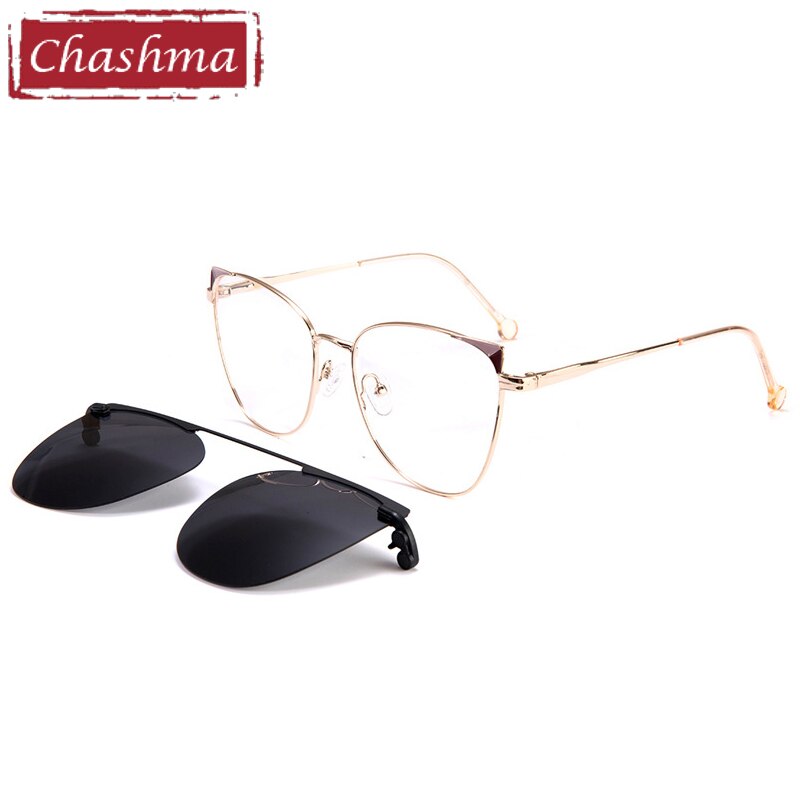 Chashma-Clips para gafas de sol con bisagra magnética para mujer, lentes ópticas graduadas, Ojo de gato, UV400