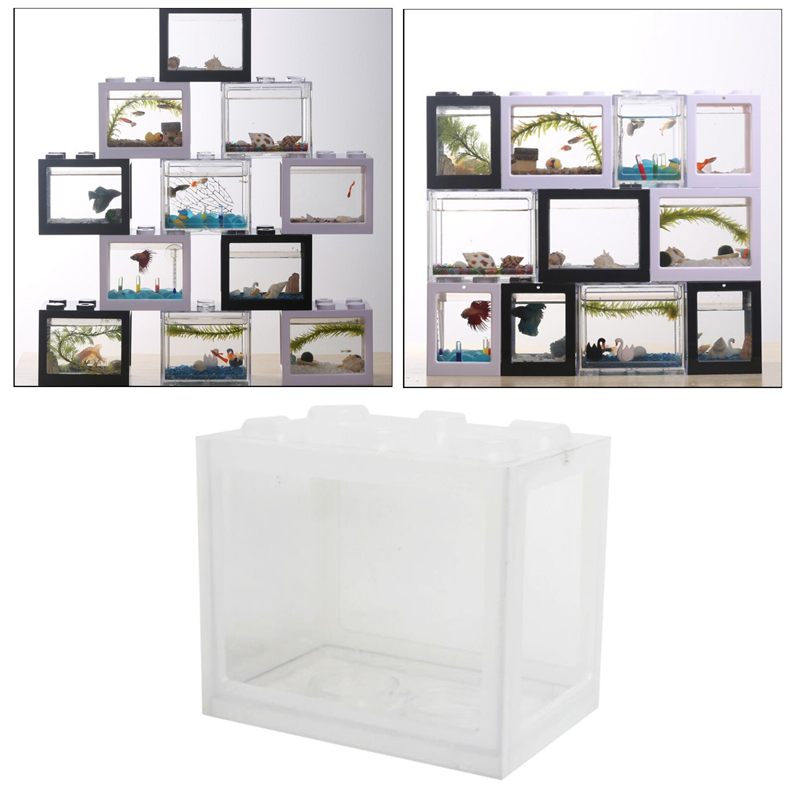 Mini Aquarium Clear Fish Tank Box for Betta Goldfish Insect Office Desktop Decor