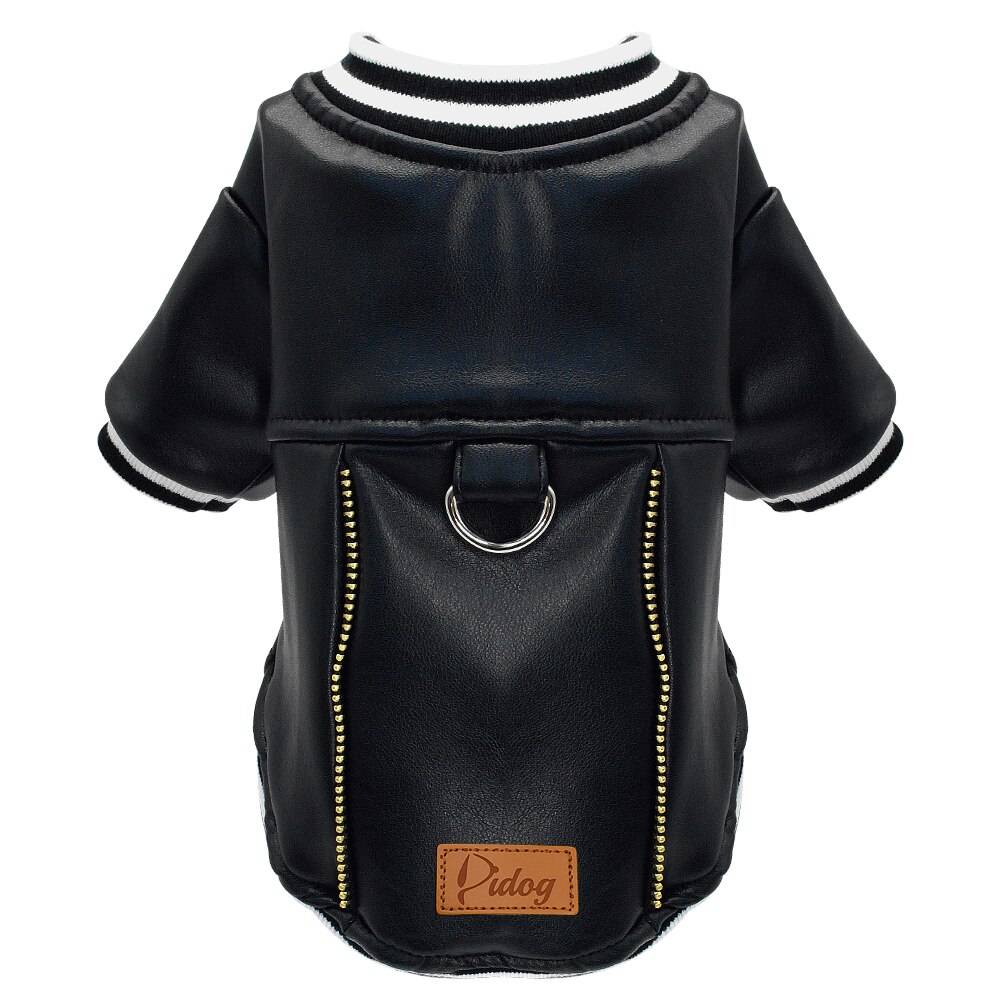 Chaqueta de cuero negro para perro, ropa de Bulldog Francés, mascota perro abrigo de invierno, ropa impermeable, traje para perros pequeños y medianos Carlino