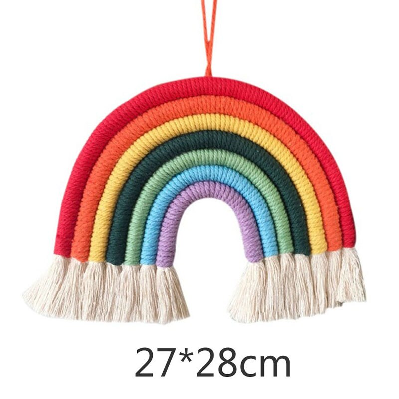 Bricolage corde arc-en-ciel jouet à la main tissé arc-en-ciel décoration tenture murale nordique bébé chambre décor accessoires de noël: 1