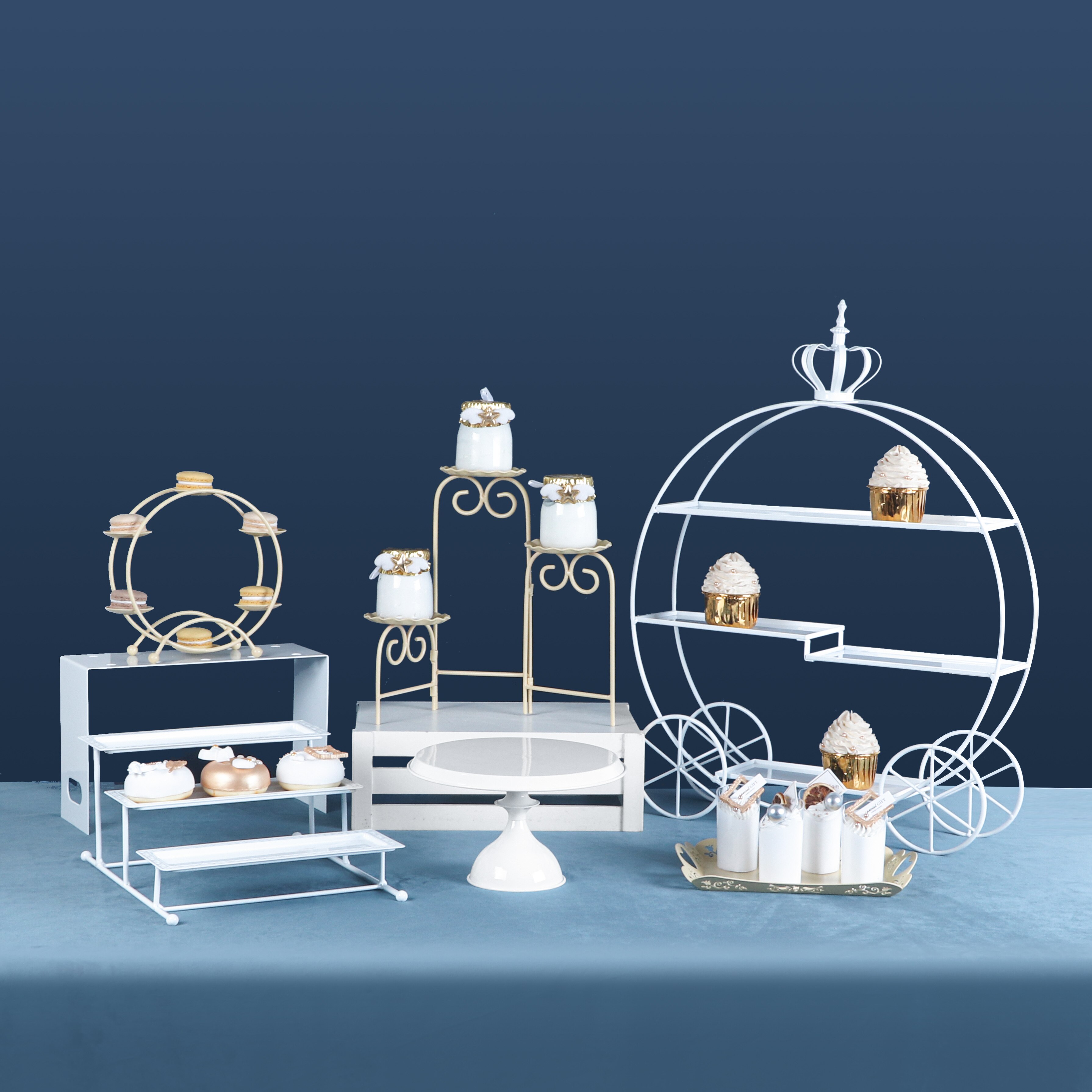 Babyshower verjaardagsfeest dessert servies taartstandaards cupcake taarten display houder borden fondant eten metalen dienblad servies