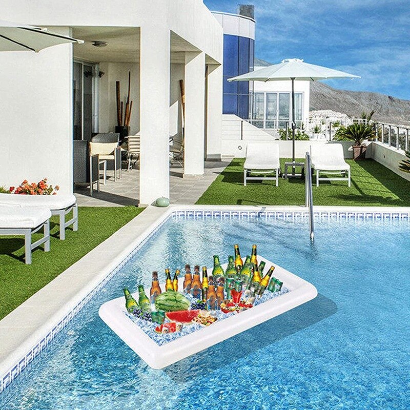 Opblaasbare Koeler Bier Tafel Zwembad Air Matras Ijs Emmer Drank Bad Serveren Salade Bar Tray Voor Beach Party Benodigdheden