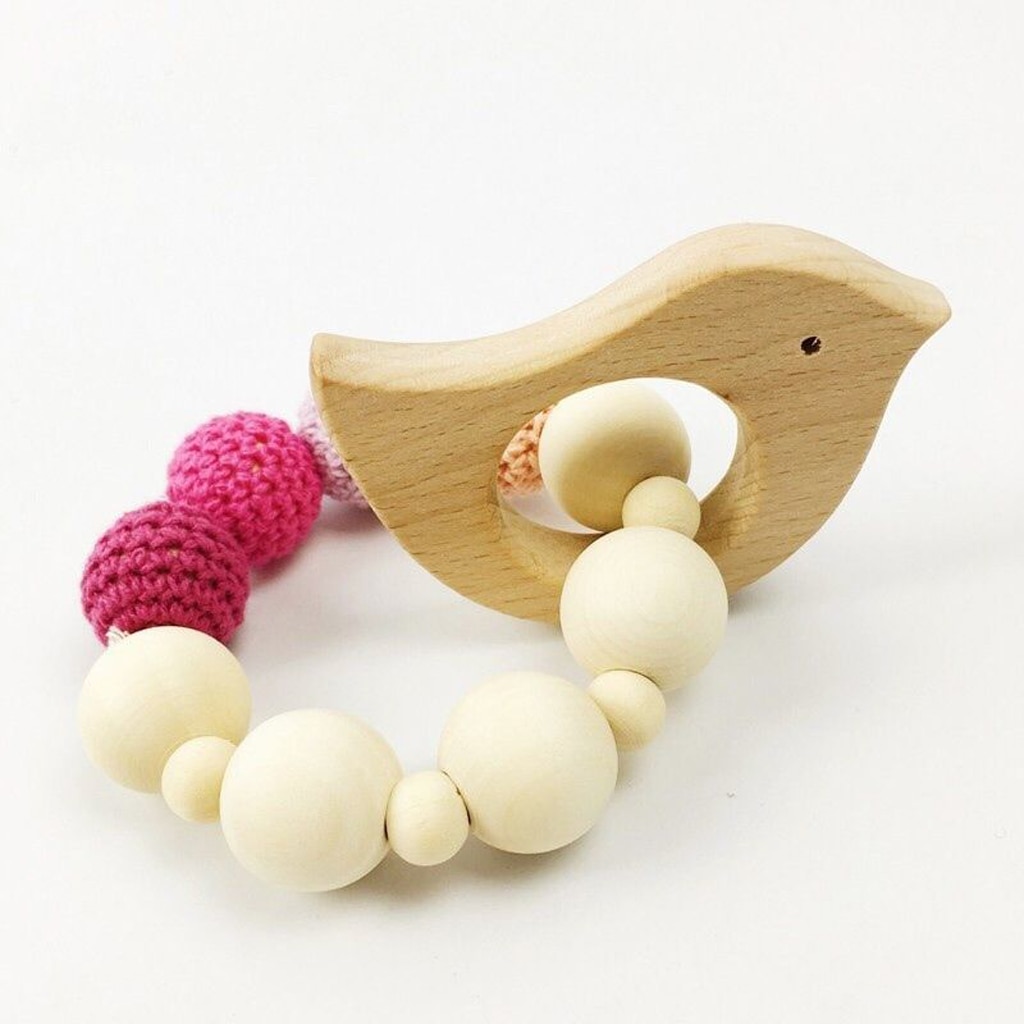 5 stück Nette Tier Form Baby Holz Ring Greifen Sensorischen Spielzeug Mom DIY Handwerk