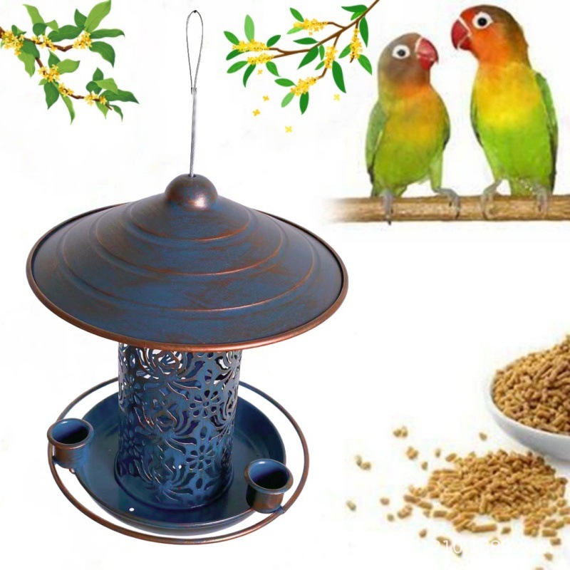 1 stuks ijzeren vogelvoeder voor tuin, balkon en binnenplaats – duurzame metalen hangende vogelhuisdecoratie, gebruik van vogelvoeding: Black
