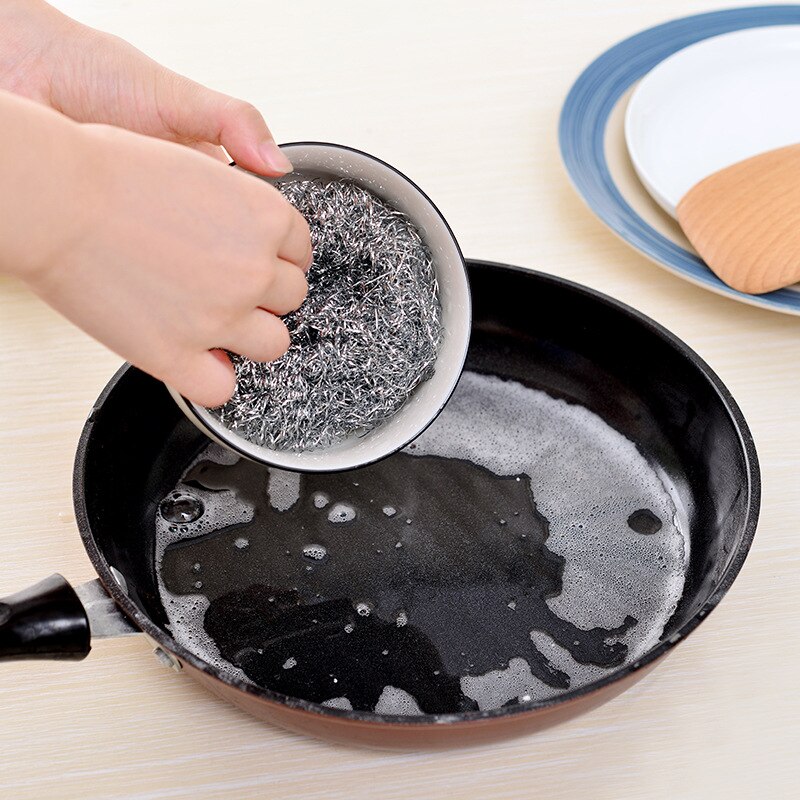 Brosse à vaisselle en laine acier inoxydable | Acier inoxydable, laine vaisselle à laver, ustensiles de cuisine, ménagère boule de nettoyage en métal