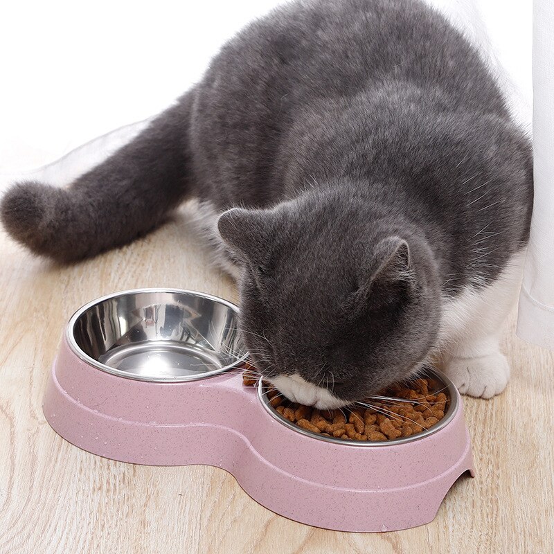 Dubbele voerbakken voor huisdieren, hondenvoer, waterbak van roestvrij staal, drinkbak voor huisdieren, voerbak voor katten en puppy's, accessoires voor kleine honden