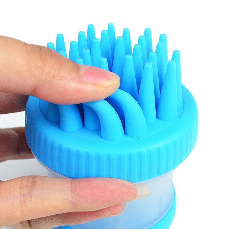 Dispensador de champú de baño multifunción para mascotas, cepillo masajeador de silicona multifunción, limpieza de ducha y cachorro, lavado de perros