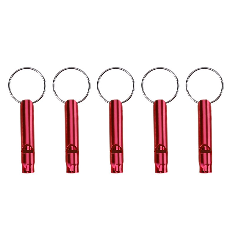 5PCS Fischietti s Formazione Fischietti di Alluminio Multifunzionale Di Sopravvivenza Di Emergenza Fischietti Keychain per il Campeggio Trekking Sport All'aria Aperta: red