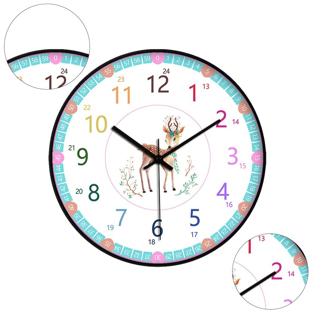 Early Childhood Learning Wall Clock Ultra-quiet Home Classroom Living Room School Recognition Table Wall Clock