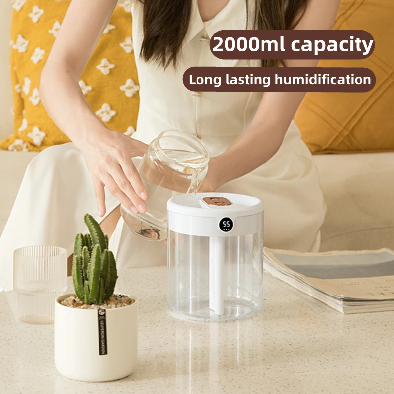 Xiaomi Mijia 2L Double Nozzle Air Humidifier with LCD Humidity Display Large Capacity Aroma Essential Oil Diffuser for Bedroom