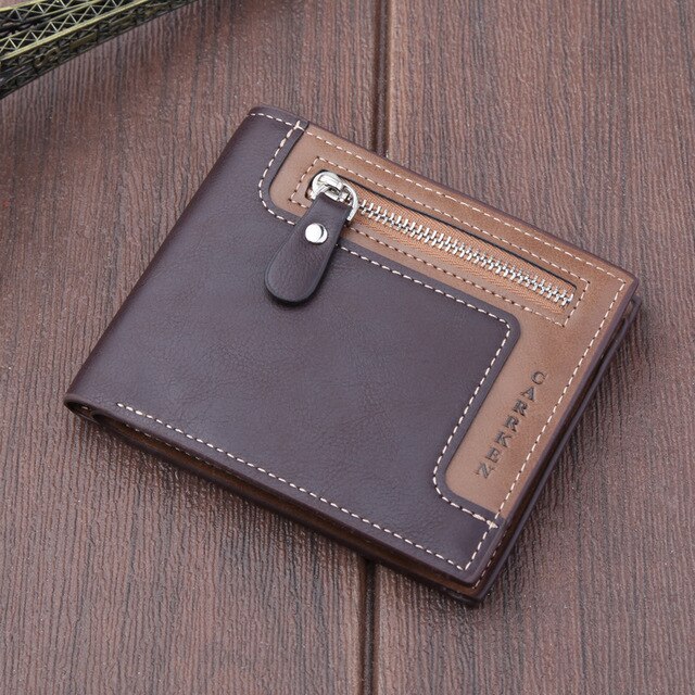 ¡Novedad de ! Cartera Catei Karrui para hombre, billetera corta con cremallera, billetera para hombre con Clip para dólar de EE. UU., billetera Retro de cuero PU, billetera informal suave: 0604 brown