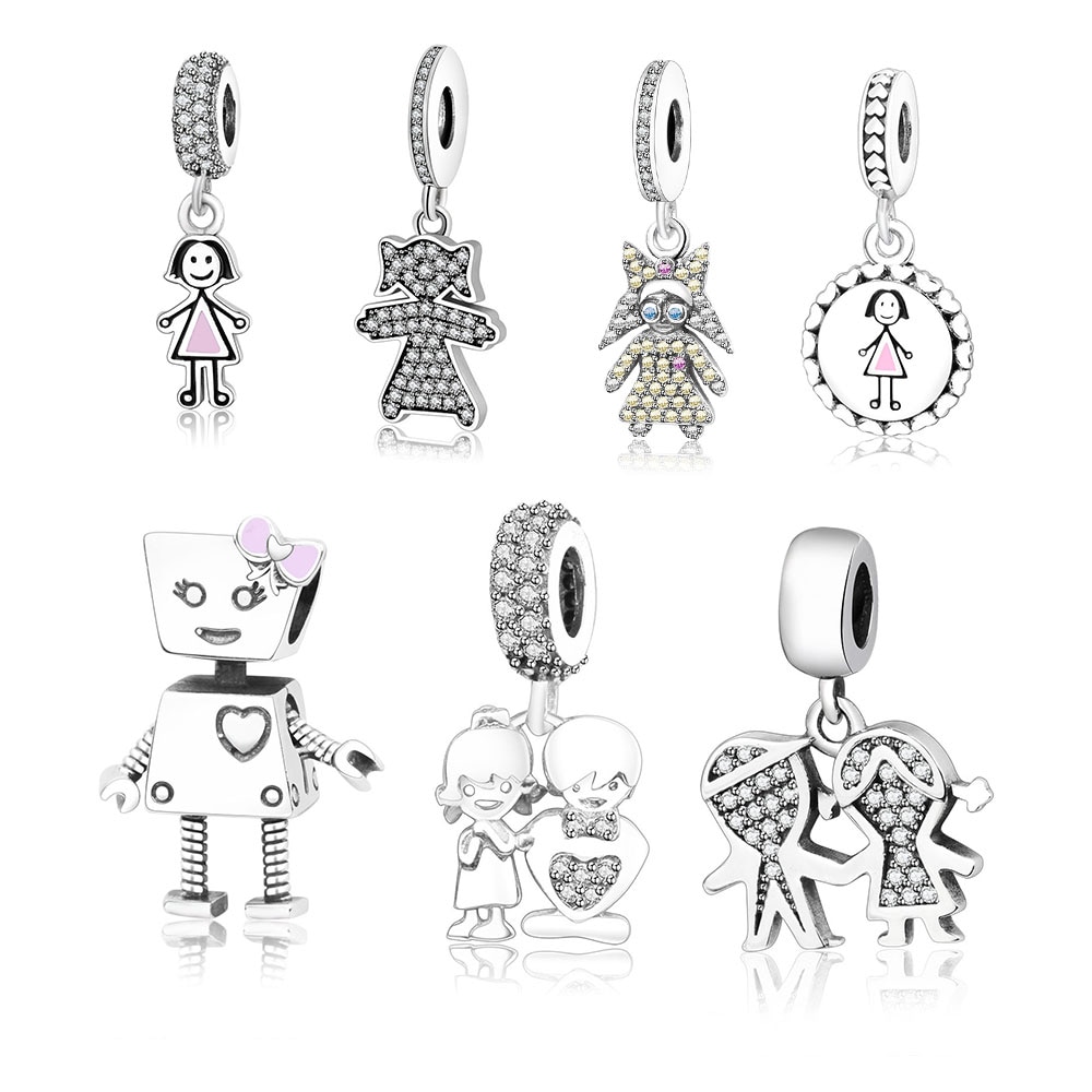 Fit Originale Fine Braccialetto di Fascino S925 Sterling Silver Beads Svegli Della Ragazza Del Ragazzo di Famiglia di Fascino Del Pendente Gioielli FAI DA TE Che Fanno Berloque