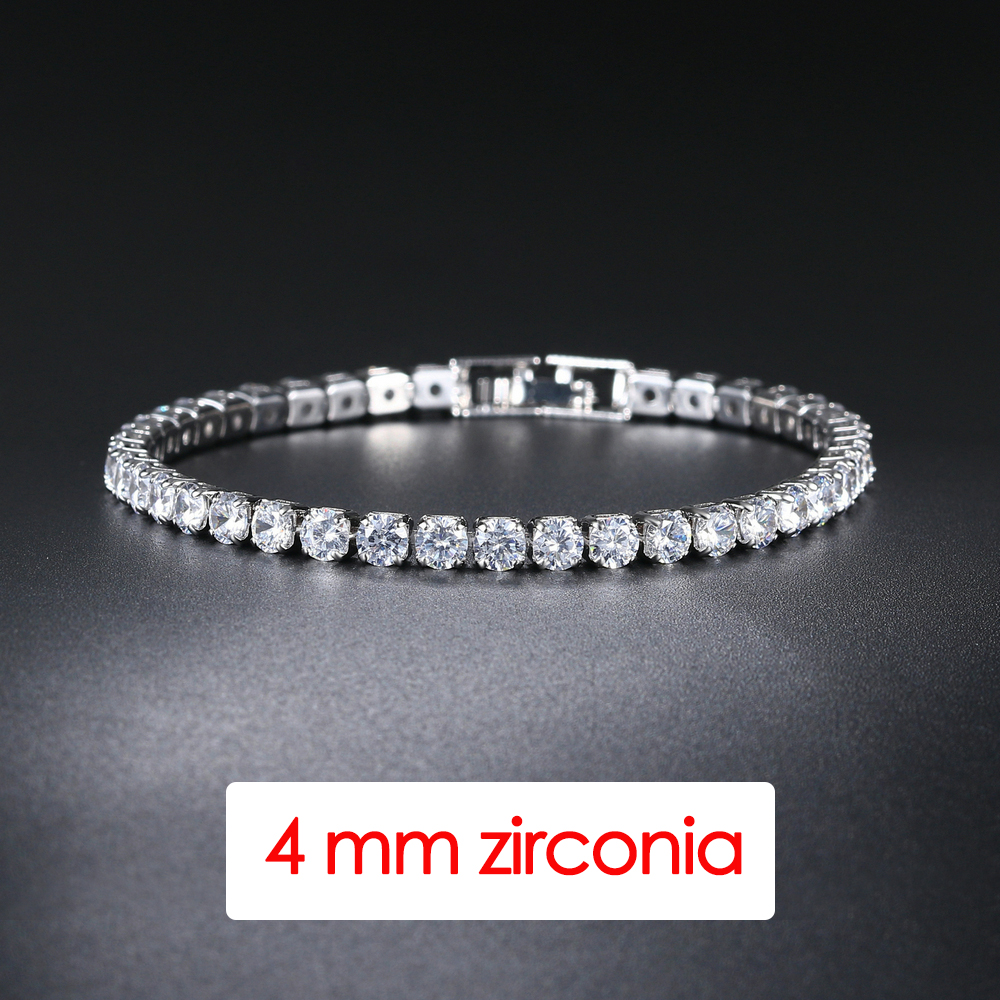 Hiphop Tennis Armband Homme Iced Out 3/4/5mm Zirkonia Herren Kristall Kette auf Der Hand Hip-hop Streetwear Schmuck Männlich H086: 17cm / Dunkelgrün