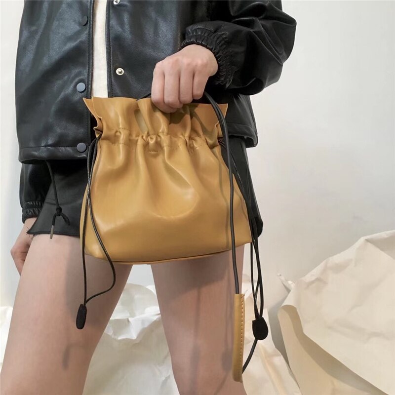 Bolso de hombro pequeño clásico con cordón para mujer, Mini bolsos cruzados de cuero Pu de de ocio informal a la para mujer