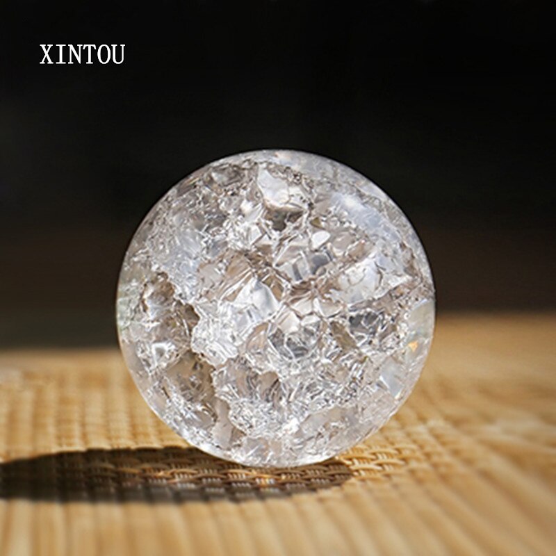 XINTOU 5cm Ice Crack Crystal Ball Home Rockery Fountain Interior Items Decoration Feng Shui Glass Round Globe Art Collection: Default Title