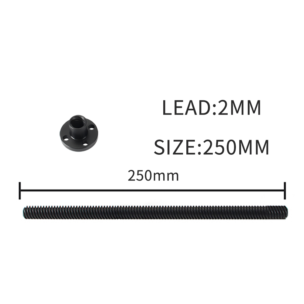 T8 PTFE Teflonto Lead Screw 2mm/8mm With POM Nut For Ender3 Ender3 pro Ender3 V2 Ender5 Sidewinder X1 VORON 3D Printer Parts: Lead 2MM 250