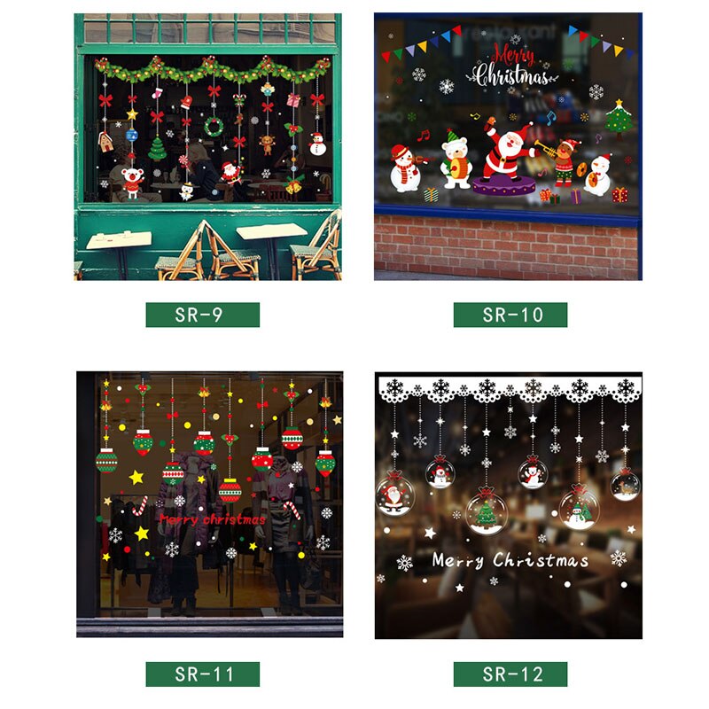 Snowman Wall Sticker DIY Christmas Party Home Decoration Windows Door PVC Stickers Year Household Glass Wall Sticker