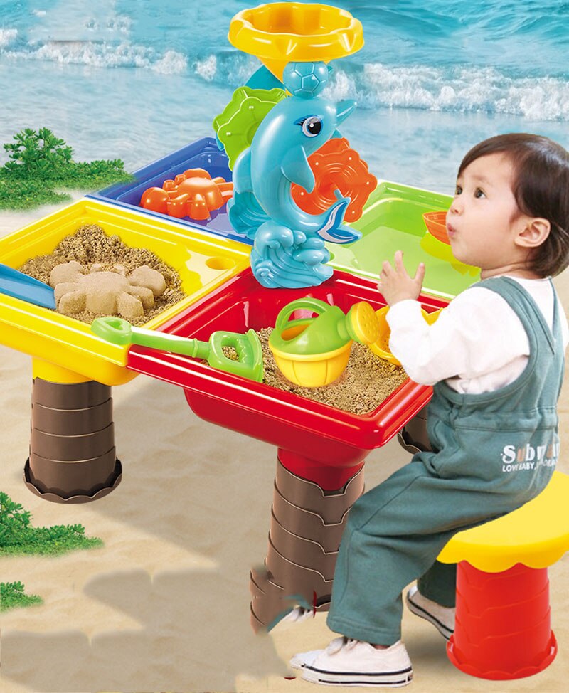 Kinderen Strand Tafel Baby Spelen Zand Baggeren Gereedschappen Kinderen Spelen Zand Speelgoed Outdoor Puzzel Ouder-kind Activiteiten Set