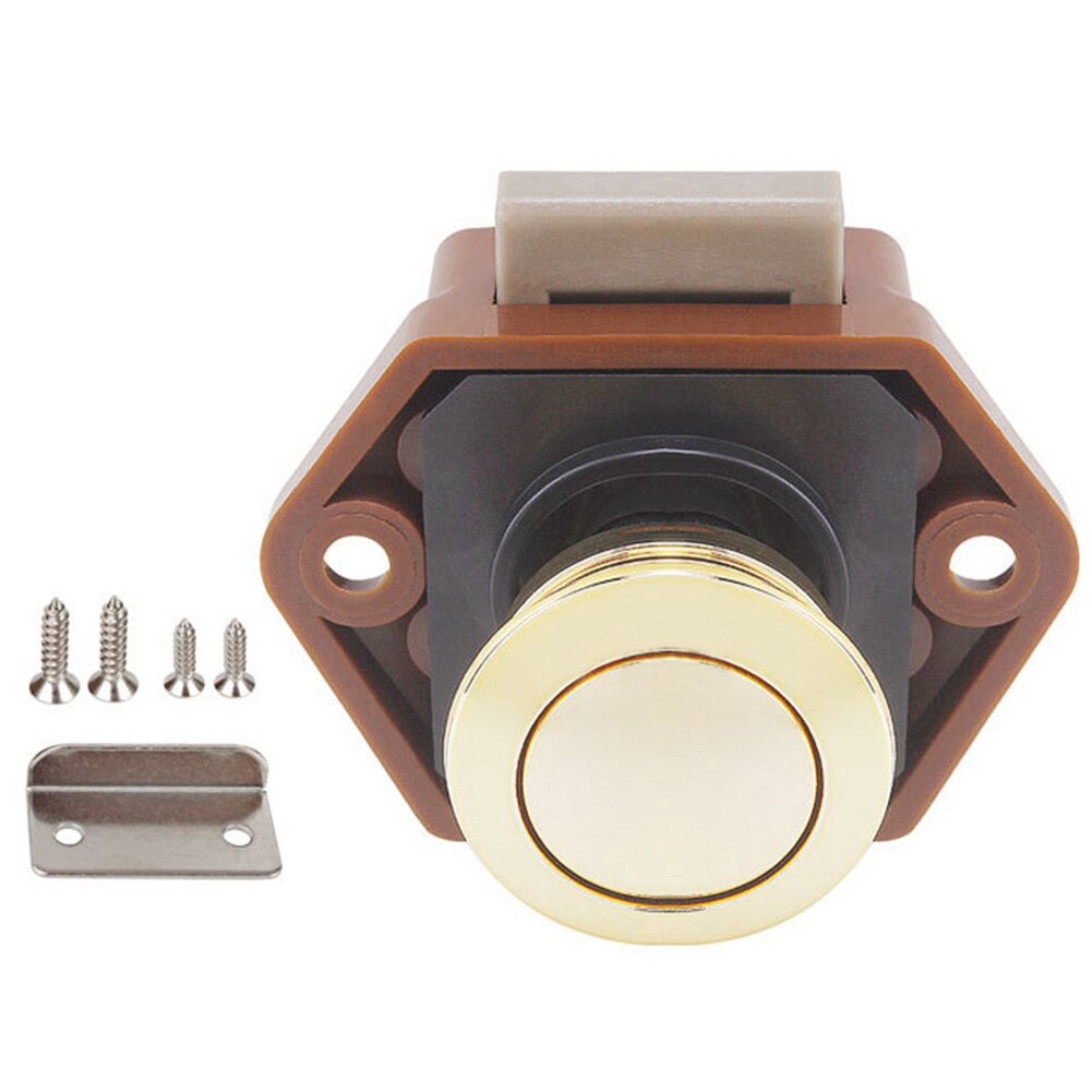 Cars Yachts Catch Knob Desk Drawer Latch Push Button Lock Handle Cupboard Door RV Furniture For Caravan Motorhome Boat Cabinet: Gold