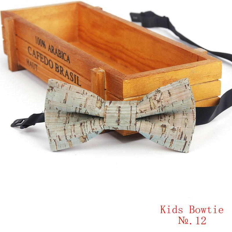 Brnad Neue freundlicher Kork Holz Bogen Krawatten freundlicher Neuheit Handarbeit Solide Krawatte für freundlicher Hochzeit Party verrotten Holz bowtie: Kinder-12