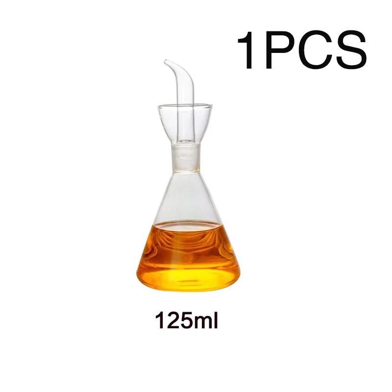 Transparent Glass Oil Bottle with lid Handle Scale Heat-resistant 500/800ml Soy Vinegar Sauce Environmental protection Container: Light Grey