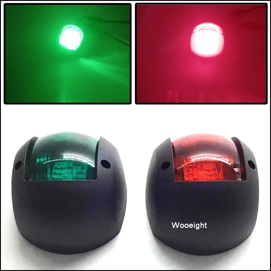 Wooeight 2Pcs Red Green 8 LED Navigation Lights Lamp IP66 Boat Marine Indicator Spot Light For Marine Boat Yacht Sailing Trailer