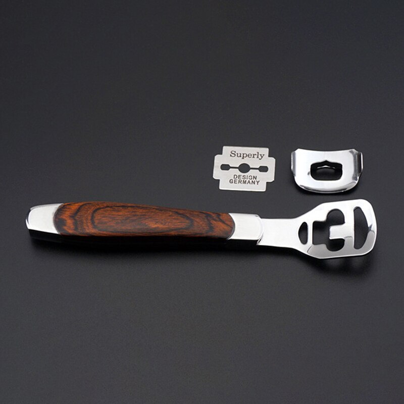 Stainless Steel Wooden Handle Foot File Portable Pedicure Tool Set Callus Dead Skin Scraper