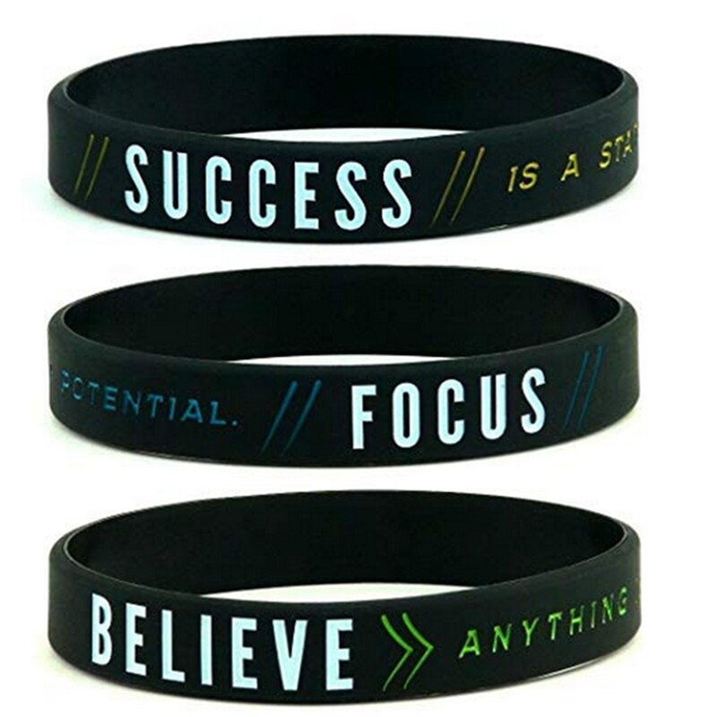 Success Focus Believe Motivational Wristband Silicone Bracelets