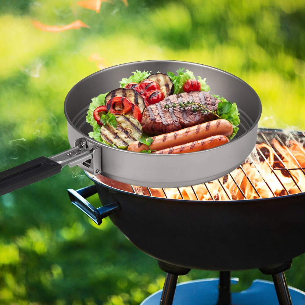 Lixada Titan Pfanne Ultraleicht Grill Pfanne mit Klapp Griff für Kochen Im Freien Camping Wandern Rucksack