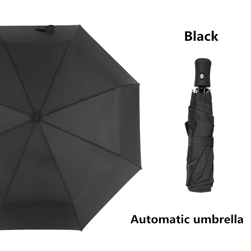 Keconutbe automatisk børns paraply vindtæt vandtæt tre foldende aluminium paraplyer regn kvindelig parasol børn paraply: Sort