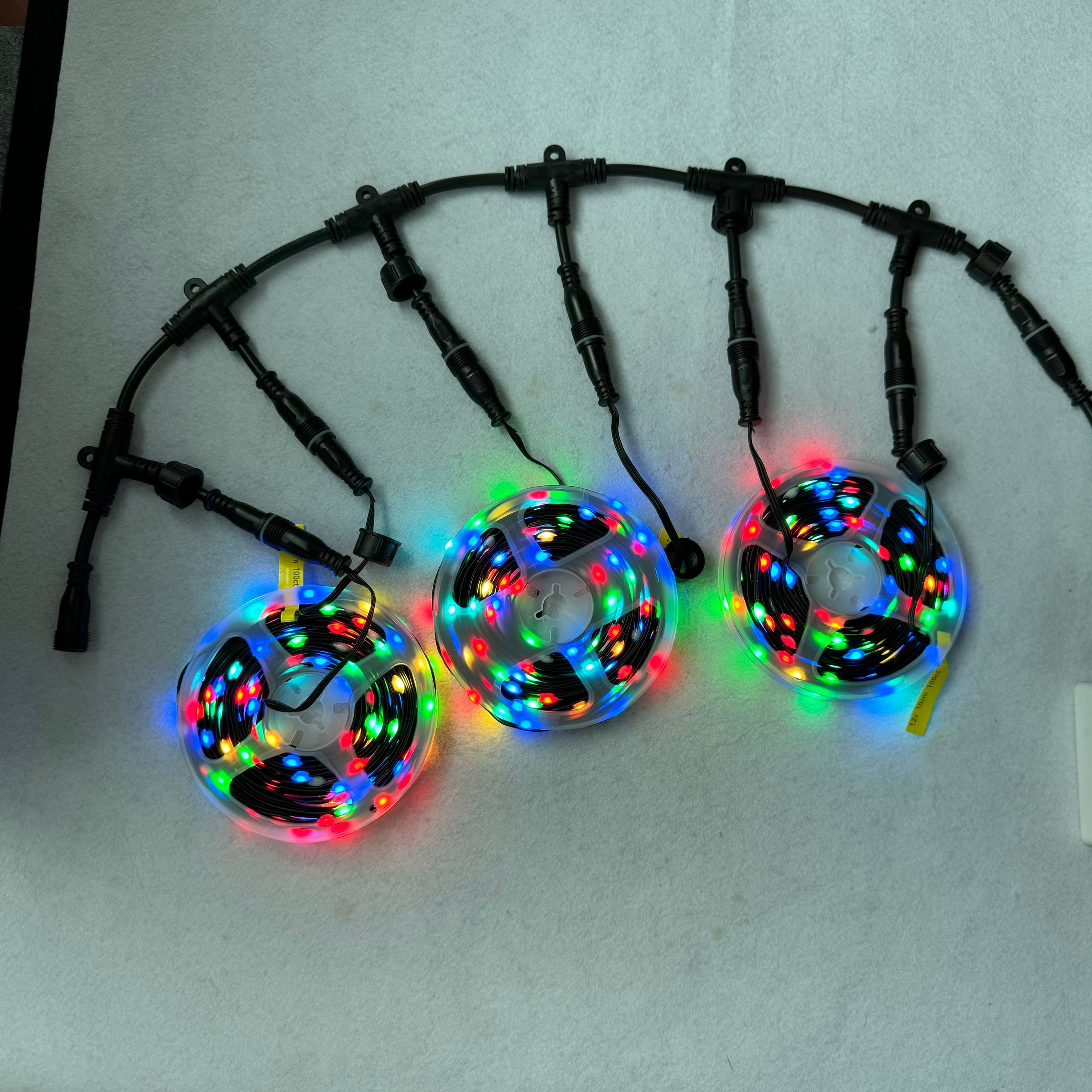 (3-3-3-3-3-3-3-3)13.5mm raggio Wu/xConnect connettore a t impermeabile a 3spillo cavo di distribuzione dell'alimentazione rotondo nero per l'uso della tenda dei semi