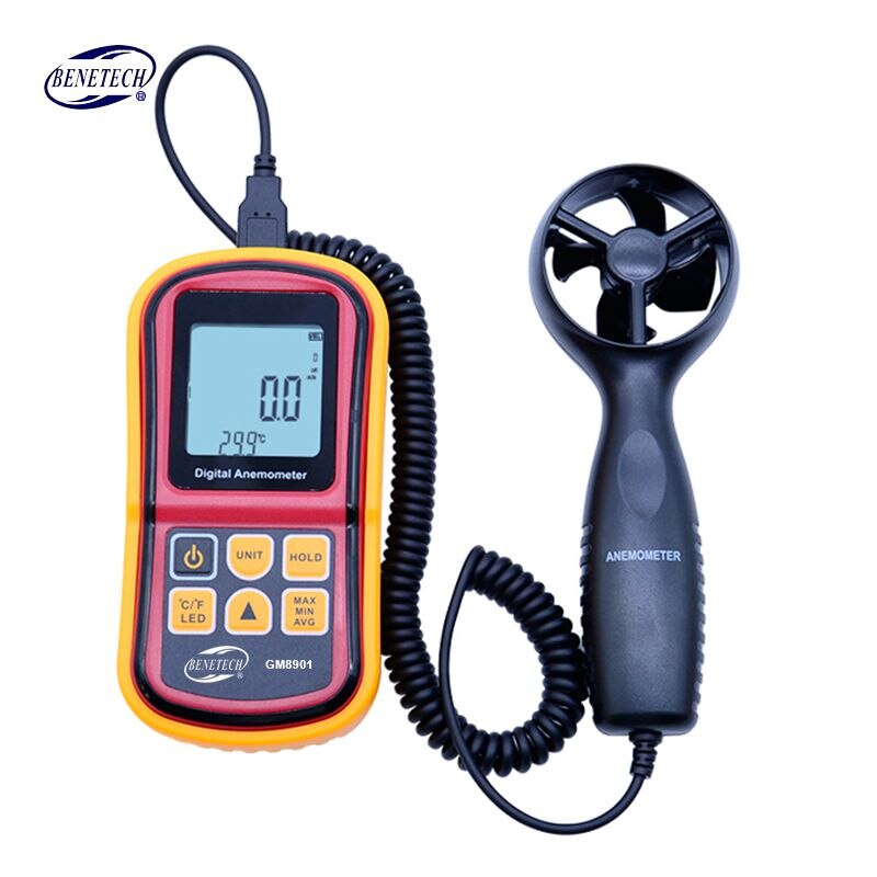 BENETECH Digitale Thermometer Anemometer + infrarood thermometer Wind Gauge Meter Voor Temperatuur huidige air velocity flow: GM8901